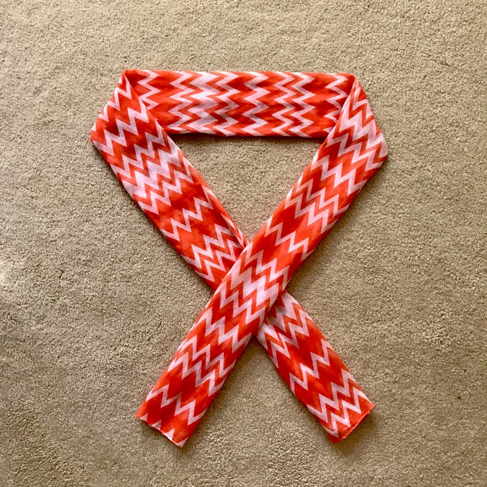 Orange & White Chevron Scarf